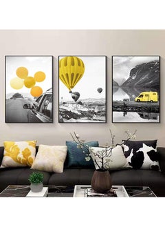 FASHION HOME 3PCS Wall Art Bright Style Minimalist Decor Modern Abstract Canvas Prints Poster Picture Framed Paintings Decorations  - Image 3