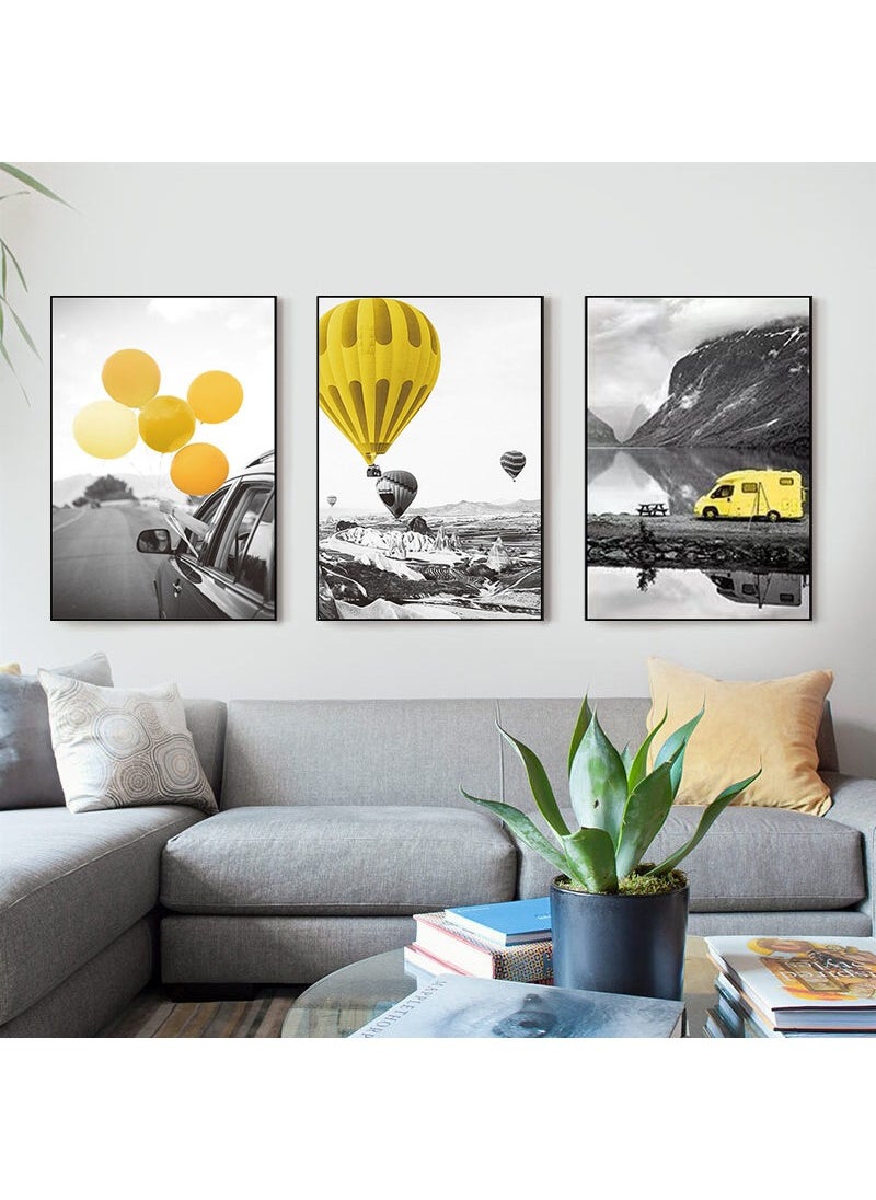 FASHION HOME 3PCS Wall Art Bright Style Minimalist Decor Modern Abstract Canvas Prints Poster Picture Framed Paintings Decorations  - Image 4
