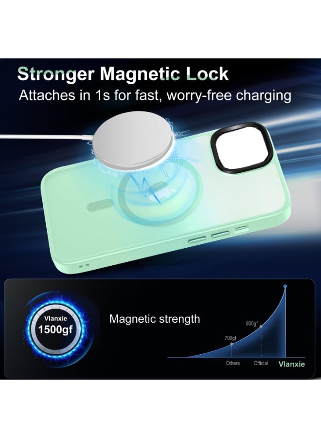 Magnetic Case Cover for iPhone 15 Plus 5G,[Compatible with Magsafe][Mil-Grade Drop Protection] Slim Shockproof Translucent Protective Phone Back Cover for iPhone 15 Plus 5G, Green - Image 2