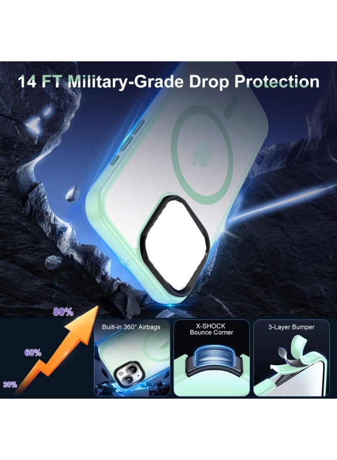 Magnetic Case Cover for iPhone 15 Plus 5G,[Compatible with Magsafe][Mil-Grade Drop Protection] Slim Shockproof Translucent Protective Phone Back Cover for iPhone 15 Plus 5G, Green - Image 4