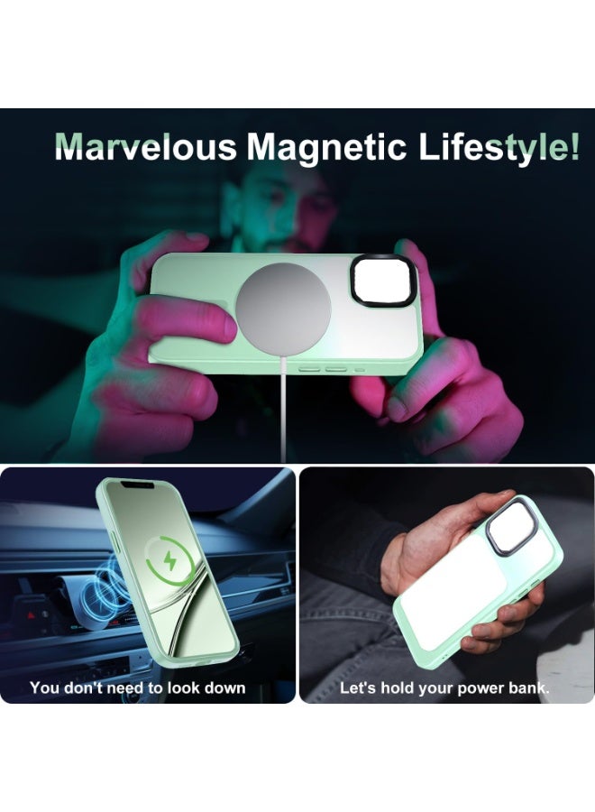 Magnetic Case Cover for iPhone 15 Plus 5G,[Compatible with Magsafe][Mil-Grade Drop Protection] Slim Shockproof Translucent Protective Phone Back Cover for iPhone 15 Plus 5G, Green - Image 3