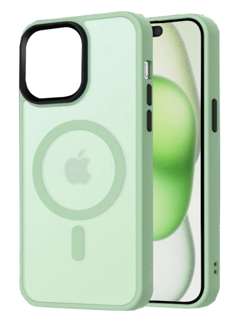 Magnetic Case Cover for iPhone 15 Plus 5G,[Compatible with Magsafe][Mil-Grade Drop Protection] Slim Shockproof Translucent Protective Phone Back Cover for iPhone 15 Plus 5G, Green - Image 1