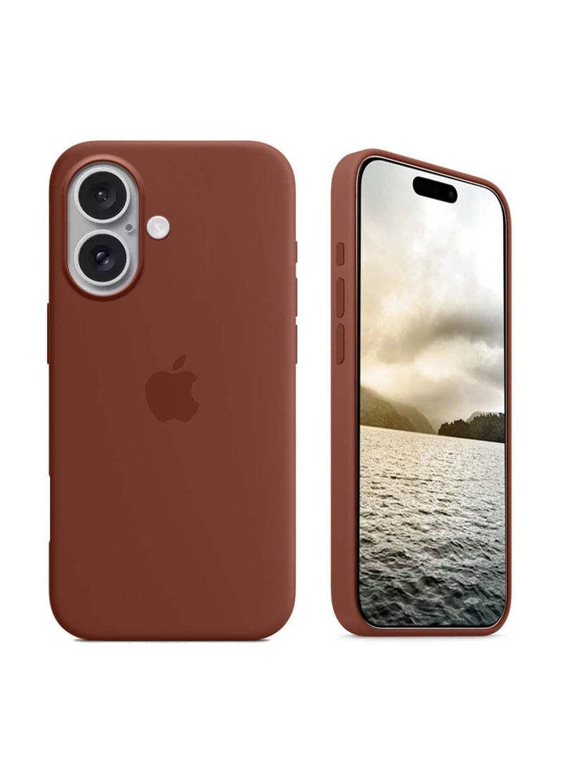 Wtech Apple iPhone 16 2024 Premium Soft Liquid Silicone Case Cover - Brown - Image 1