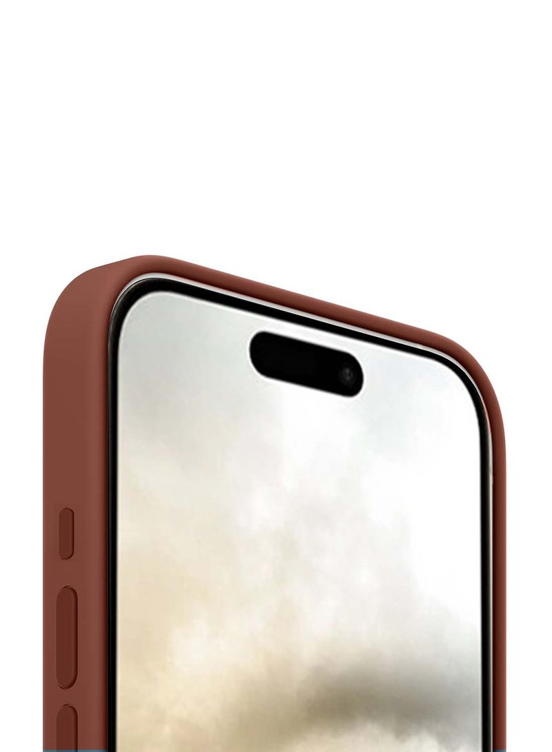 Wtech Apple iPhone 16 2024 Premium Soft Liquid Silicone Case Cover - Brown - Image 4