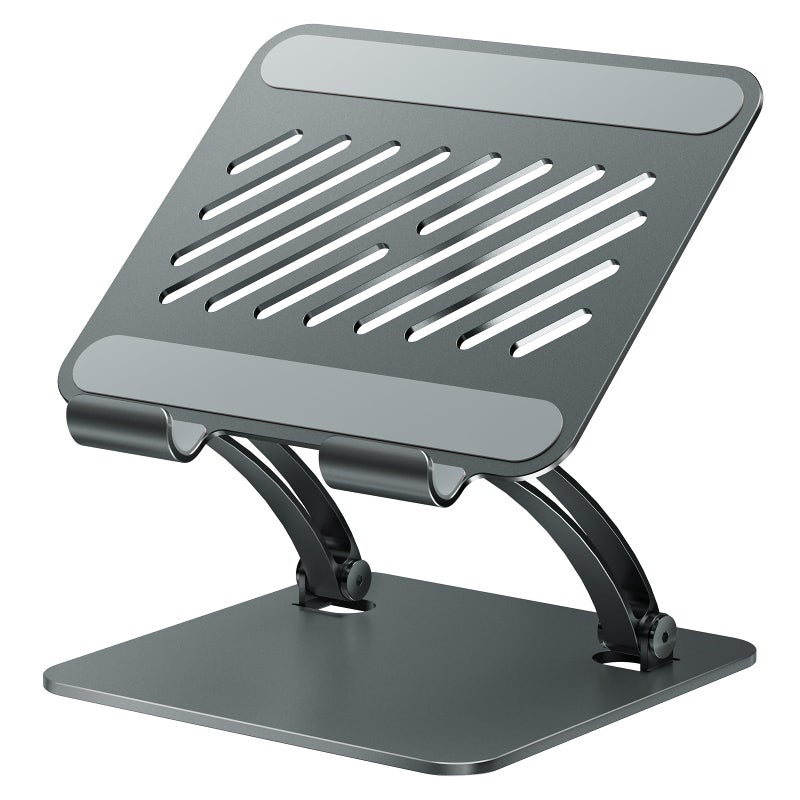 tounee Tablet Holder Stand, Dual Rod Adjustable Aluminum Desktop Stand, Compatible with 4.7-16.9" iPads, Surface Tablets, Portable Monitors, Kindle & More (Gray) - Image 1
