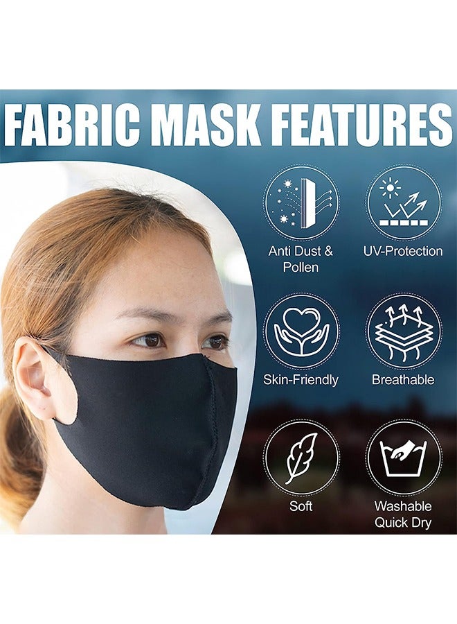 8PCS Black and Grey Face Mask Covers with Elastic Ear Loop Cover Full Face Anti-Dust, Unisex, Washable, Breathable, and Reusable - Image 3