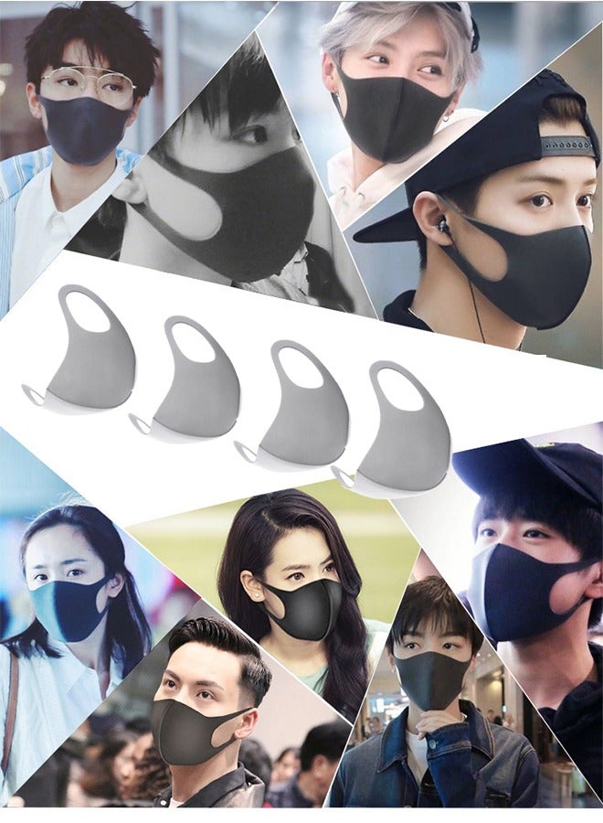 8PCS Black and Grey Face Mask Covers with Elastic Ear Loop Cover Full Face Anti-Dust, Unisex, Washable, Breathable, and Reusable - Image 5