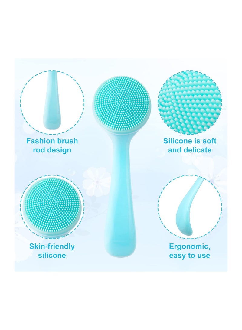 SYOSI 4 Pack Silicone Small Manual Facial Cleansing Brush, Skin Friendly Waterproof Face Cleaning Scrubber Exfoliator Brush Cleanser for Blackheads Whiteheads Makeup Residues Removal (2 Blue and 2 Pink) - Image 3