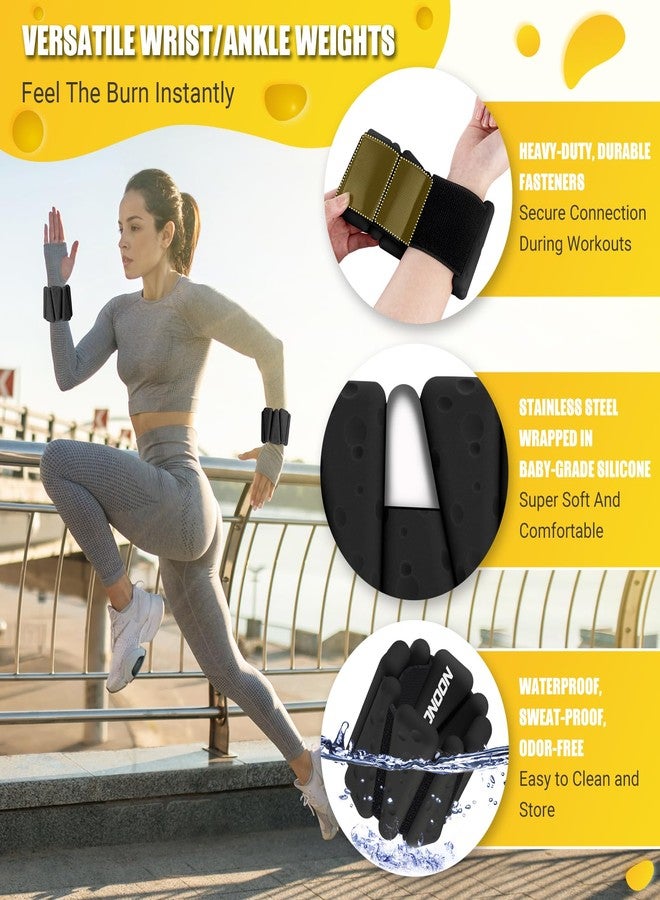 nooncrazy Wrist Ankle Weights Bangles 4 lbs for Women, Adjustable Silicone Pilates Weights Bracelet, Heavy Duty Fasteners Wearable Arm & Leg Weights for Yoga, Pilates, Barre, Walking and Gym (Set of 2) - Image 2