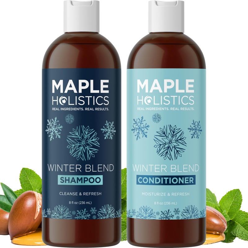 Maple Holistics Sulfate Free Hard Water Shampoo and Conditioner - Hard Water Hair Treatments of Product and Minerals with Five Mint Essential Oils for Replenishing Hydration and Hair Shine - Paraben & Cruelty Free - Image 1