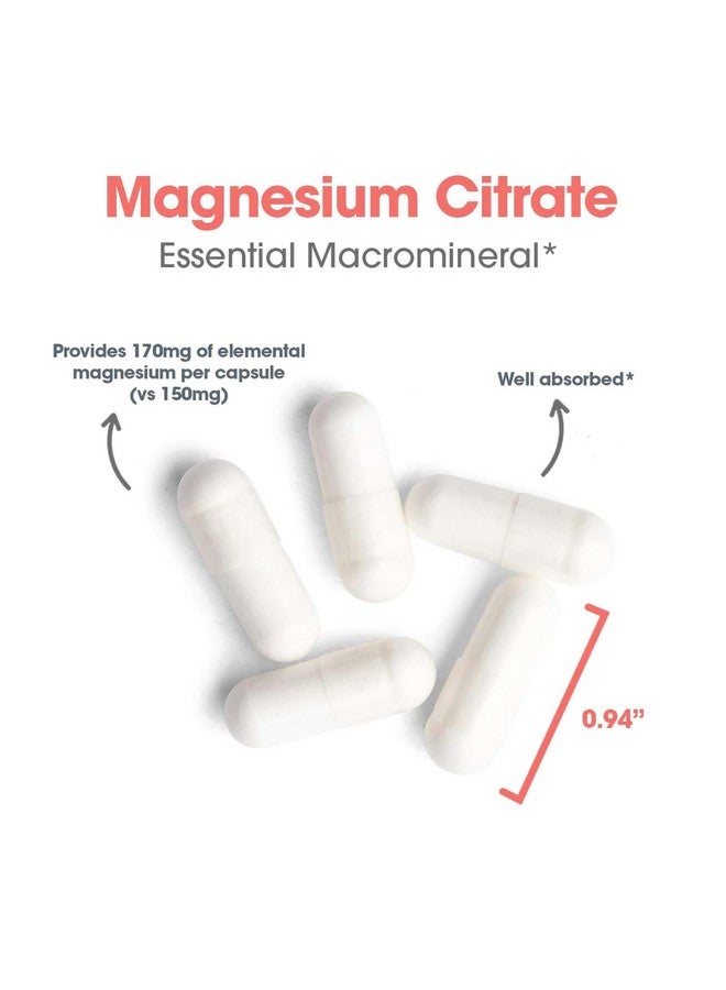Allergy Research Group Magnesium Citrate Dietary Supplement - Bone & Stress Support, Well-Absorbed, Hypoallergenic, Vegetarian Capsules, Gluten Free - 180 Count - Image 5
