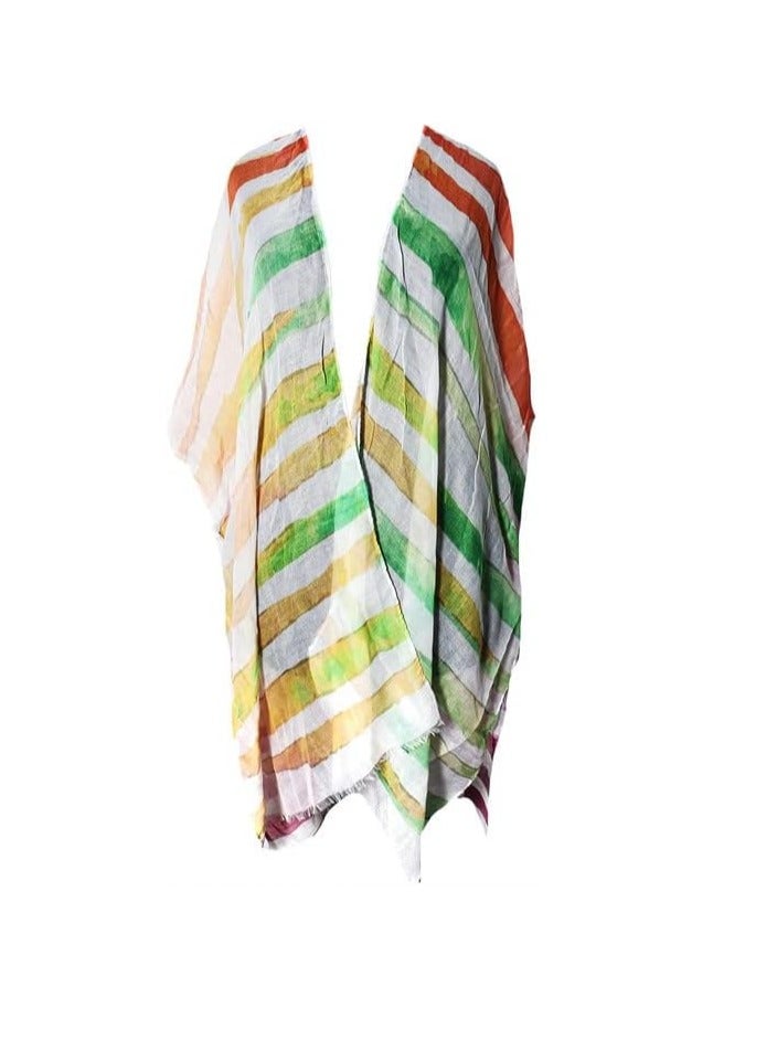 Women striped multicolor coverup opened cardigan summer  - Image 2