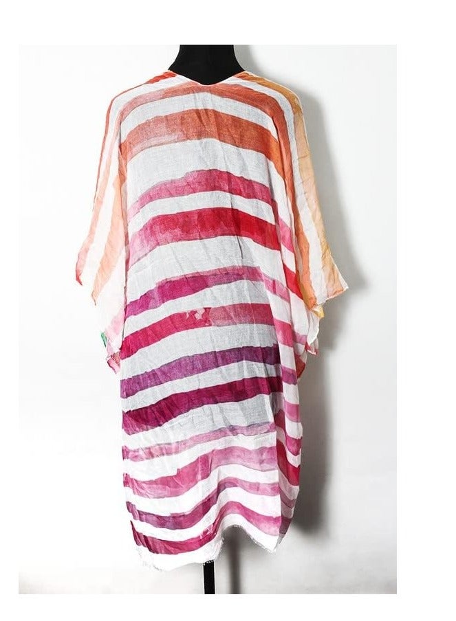 Women striped multicolor coverup opened cardigan summer  - Image 3