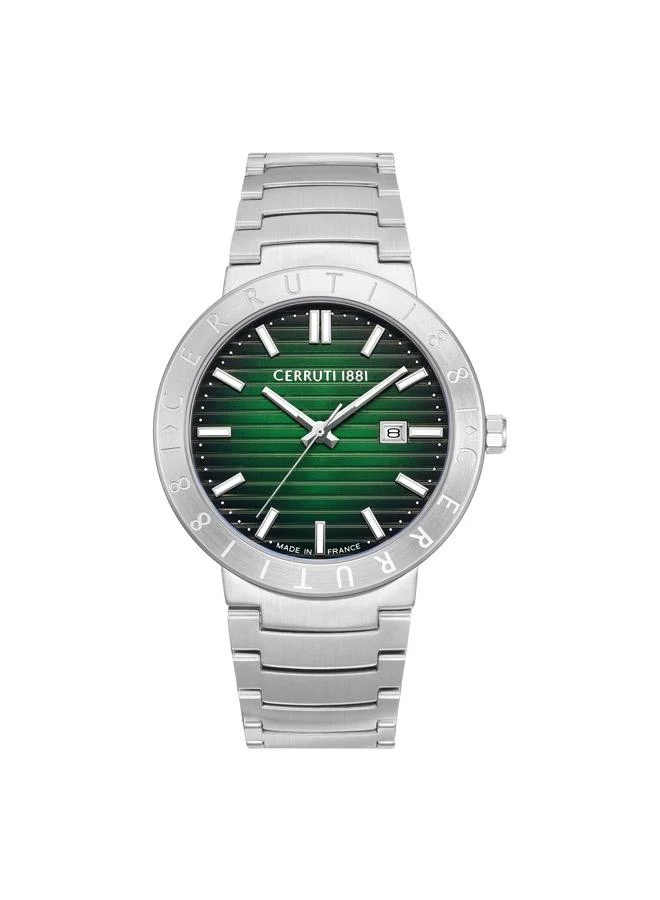 شيروتي 1881 Cerruti 1881 Filiano Analog Green Watch For Men Sapphire Coated Flat Glass And Stainless Steel Bracelet 42mm Water Resistant 5 ATM - CIWGA0043103