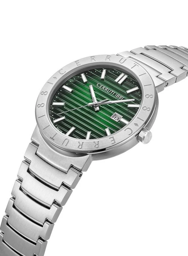 شيروتي 1881 Cerruti 1881 Filiano Analog Green Watch For Men Sapphire Coated Flat Glass And Stainless Steel Bracelet 42mm Water Resistant 5 ATM - CIWGA0043103