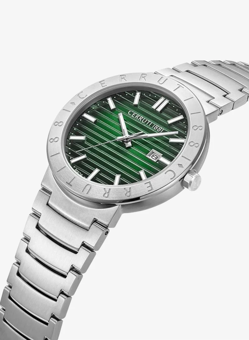 شيروتي 1881 Cerruti 1881 Filiano Analog Green Watch For Men Sapphire Coated Flat Glass And Stainless Steel Bracelet 42mm Water Resistant 5 ATM - CIWGA0043103