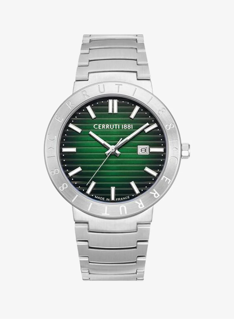 شيروتي 1881 Cerruti 1881 Filiano Analog Green Watch For Men Sapphire Coated Flat Glass And Stainless Steel Bracelet 42mm Water Resistant 5 ATM - CIWGA0043103