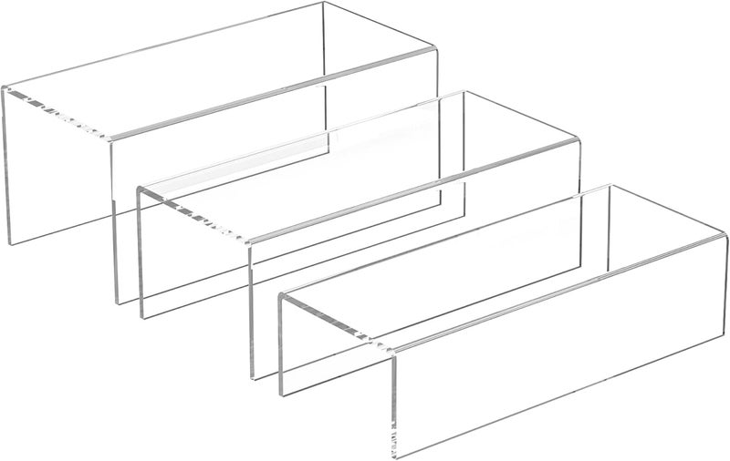 TPGP Sezanrpt Acrylic Risers Display Stand - 3 Pieces, Clear Rectangular Display Risers for Funko Pop and Collectibles - Image 1