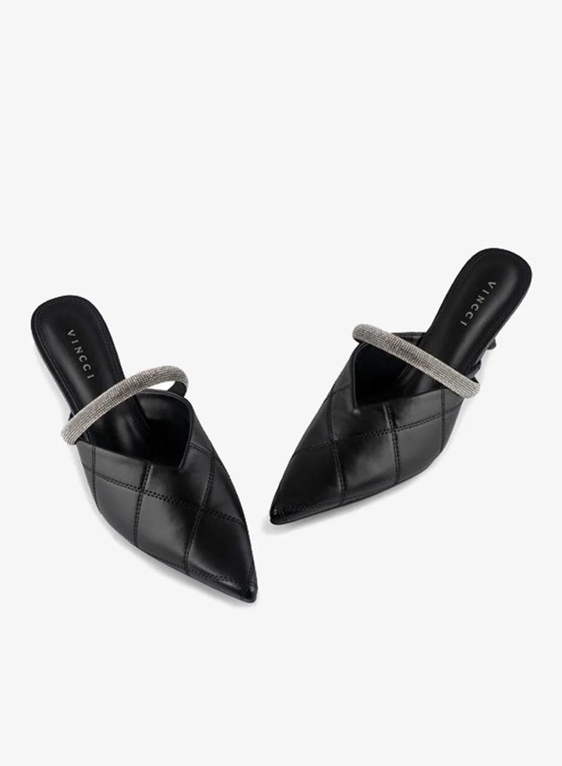 Vincci Black Women Pointed Toe Mid Heel Pumps for Women | Best Price UAE