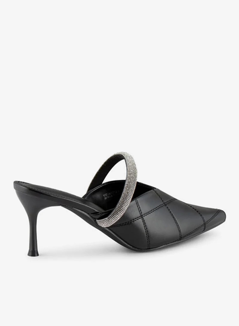 Vincci Black Women Pointed Toe Mid Heel Pumps for Women | Best Price UAE