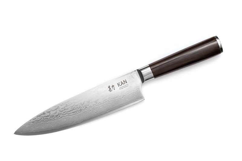 KAN Core Professional Chef Knife 8-inch VG-10 67 layers Damascus Ambidextrous (Non-Hammered Japanese VG-10 Blade, Ebony Handle) - Image 1