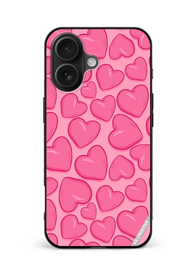 VR CREATIVE Protective Case Cover For Apple iPhone 16 Plus Pink Herat Design Multicolour