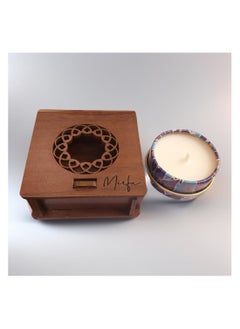 MIRFA Scented Candle In Wood Crafted Box - Peach Elegance - Small  - Image 5