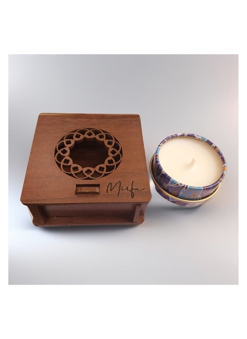 MIRFA Scented Candle In Wood Crafted Box - Peach Elegance - Small  - Image 5