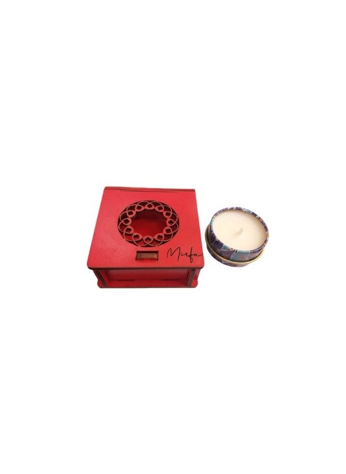 MIRFA Scented Candle In Wood Crafted Box - Peach Elegance - Small  - Image 1