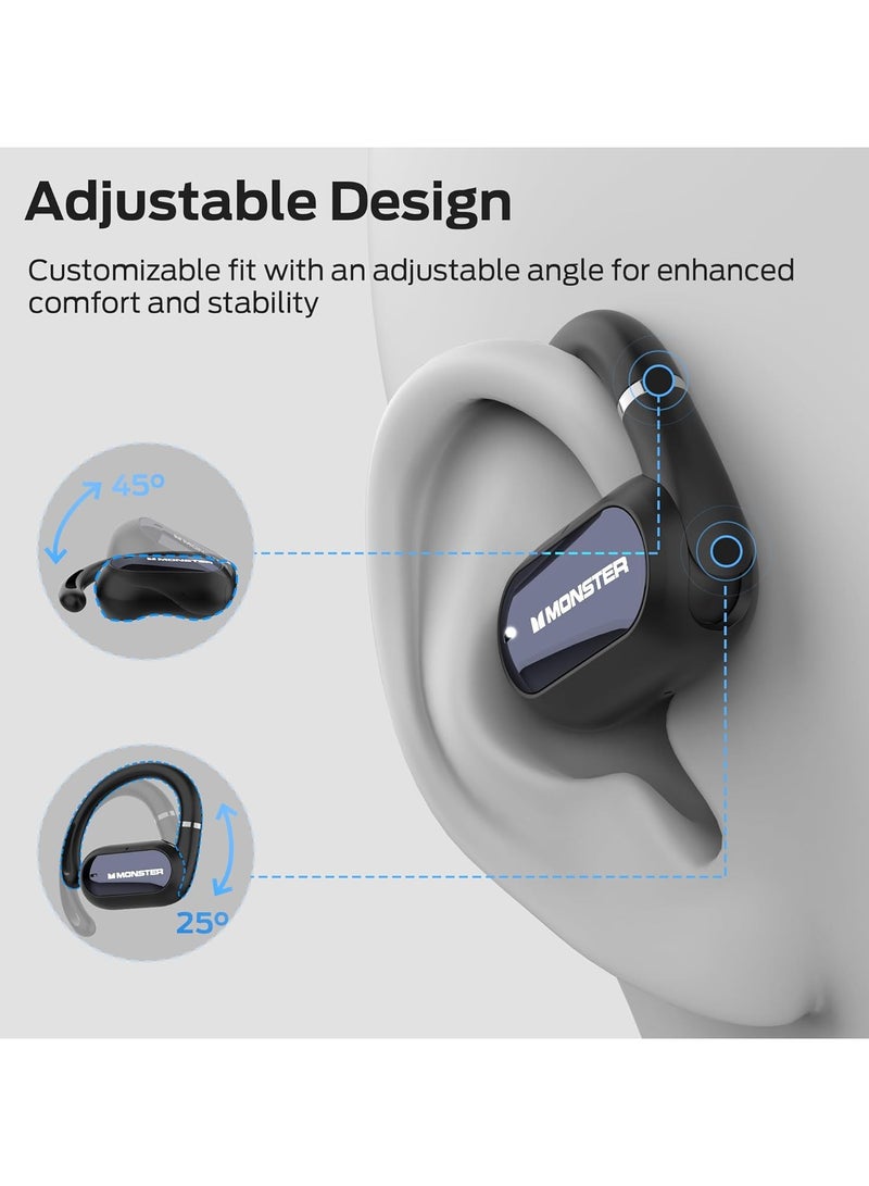 Monster Open Ear AC322, Bluetooth 5.4 headset, 36 hours battery life, IPX5 waterproof, clear communication, ergonomic design, adjustable ear angle, not easy to fall off wireless Bluetooth headset. - Image 4