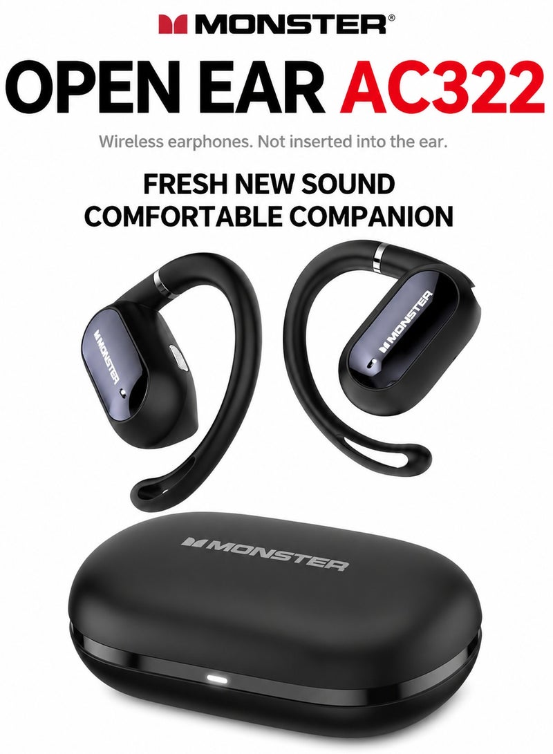 Monster Open Ear AC322 Wireless Earbuds, Bluetooth 5.4, Open-Ear Ear-Hook Design, 36H Playtime, IPX5 Waterproof, Secure Fit Sports Headphones with Clear Calls - Image 1