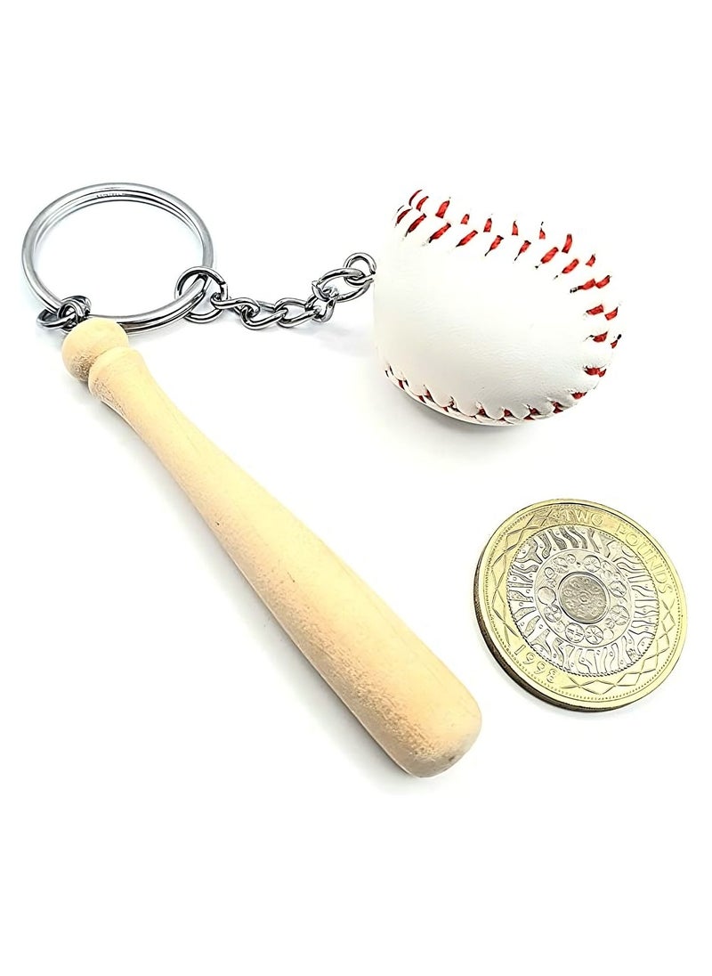Generic Baseball And Wooden Bat Keychains Key Ring  - Image 3