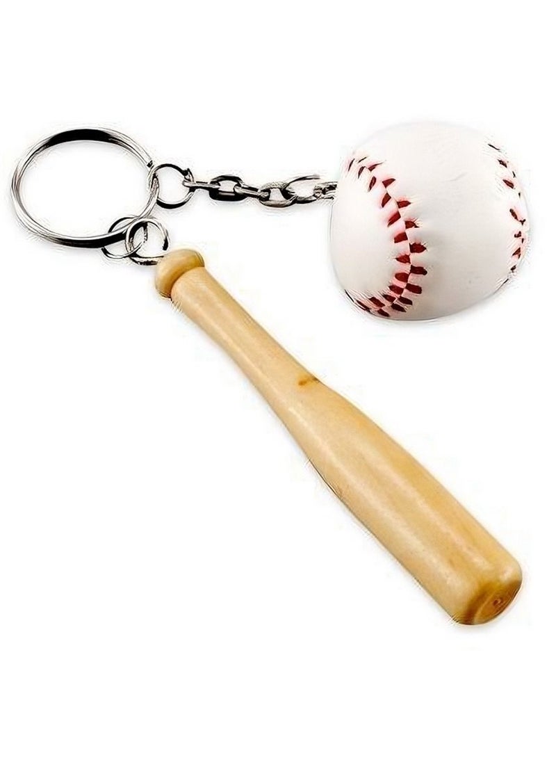 Generic Baseball And Wooden Bat Keychains Key Ring  - Image 5