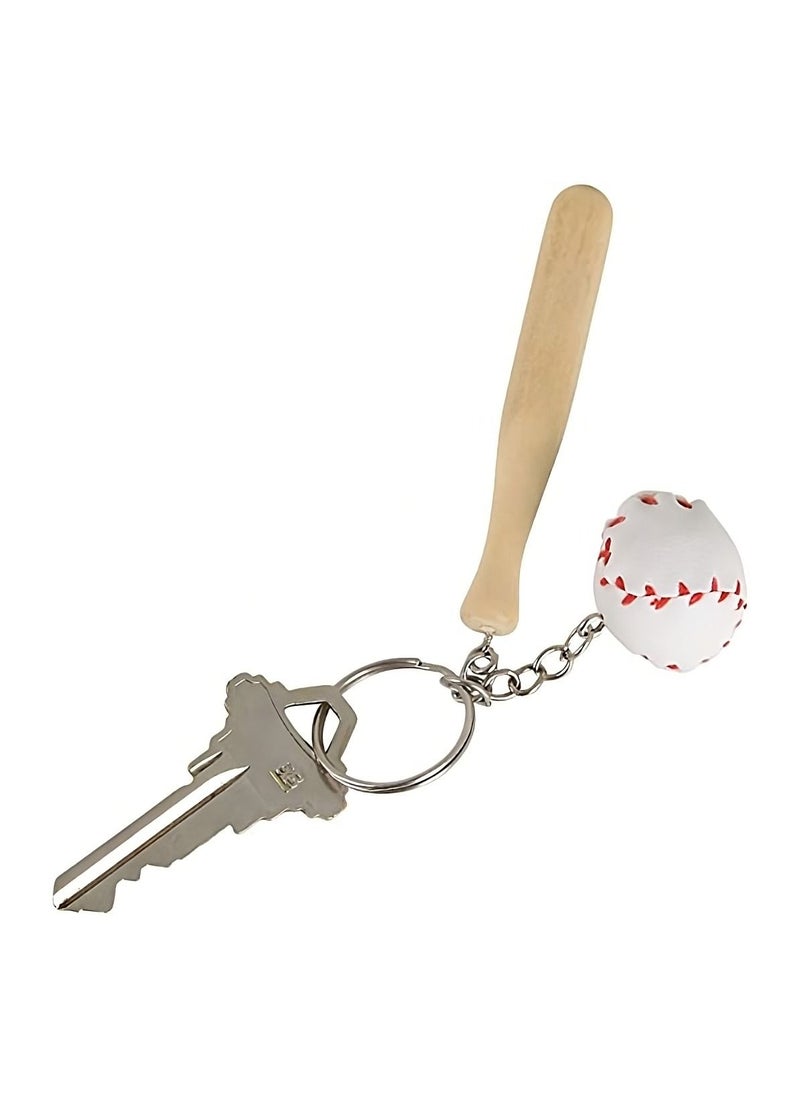 Generic Baseball And Wooden Bat Keychains Key Ring  - Image 2