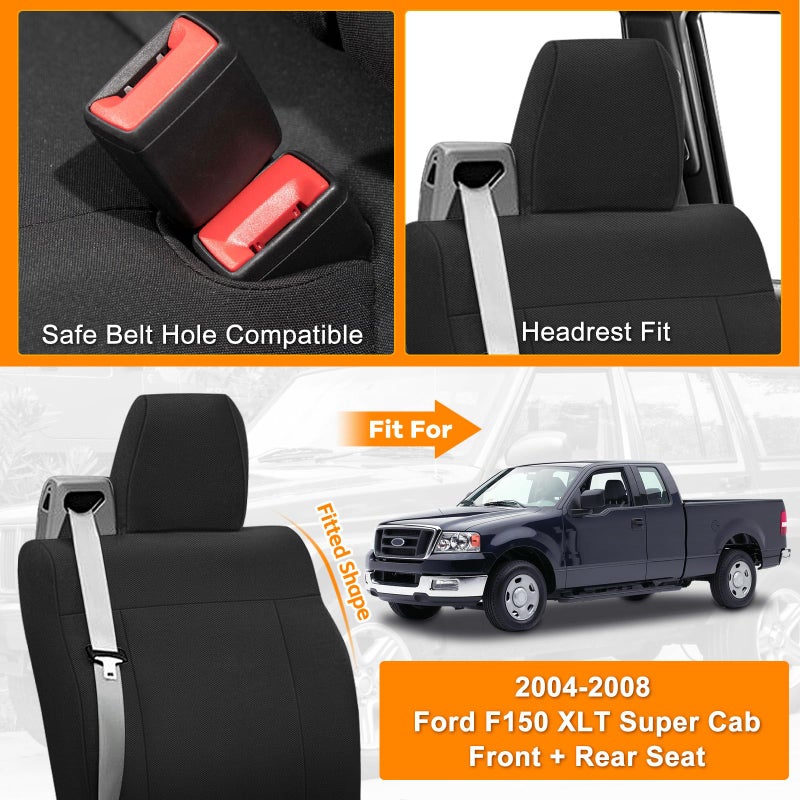 Kistrba Truck Seat Cover Compatible with 2004-2008 Ford F150 XLT Super Cab Front & Rear, Knitted Fabric Durability Heavy Duty Seat Cover - Image 2