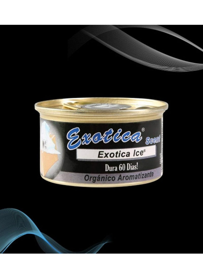 Exotica Ice Scent Organic Air Freshener 3-Pack – 1.5 oz (42g) Each, Lasts Up to 60 Days, Solid Fragrance Block, Adjustable Scent Control Lid, Compact Can for Car, Home, Office, Pack of 3 Cans - Image 3