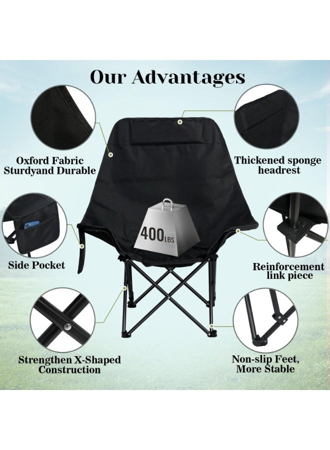 كرسي تخييم محمول للاستخدام في الهواء الطلق، كرسي تخييم خفيف الوزن قابل للطي، مع ظهر مرتفع مبطن وحقيبة حمل محمولة، للصيد في الهواء الطلق، والمشي لمسافات طويلة، وحمل الظهر، والنزهات، والشاطئ، والسفر - Image 3