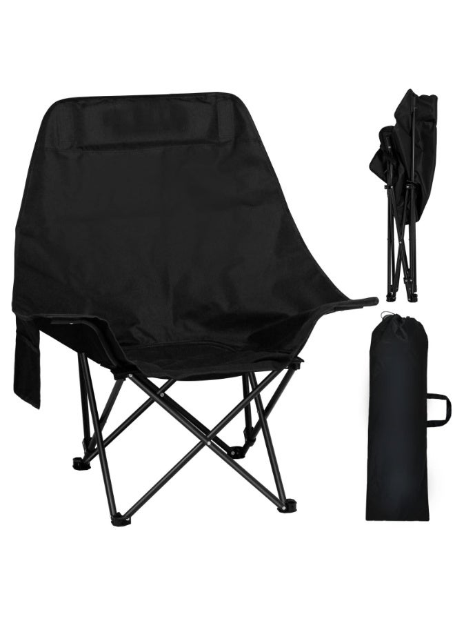 كرسي تخييم محمول للاستخدام في الهواء الطلق، كرسي تخييم خفيف الوزن قابل للطي، مع ظهر مرتفع مبطن وحقيبة حمل محمولة، للصيد في الهواء الطلق، والمشي لمسافات طويلة، وحمل الظهر، والنزهات، والشاطئ، والسفر - Image 1