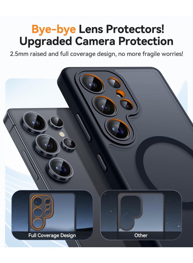 شيك فايب جراب مصمم لهاتف Samsung Galaxy S25 Ultra (2025)، حماية كاملة للكاميرا، متوافق مع Magsafe، غطاء واقٍ خلفي شفاف غير لامع، جراب هاتف رفيع رفيع لحماية كاملة لهاتف Galaxy S25 Ultra، أسود - Image 3