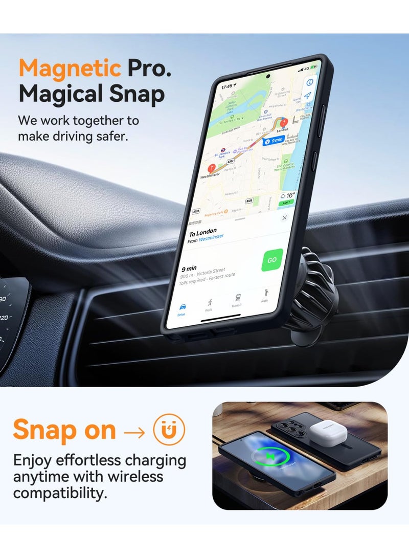 شيك فايب جراب مصمم لهاتف Samsung Galaxy S25 Ultra (2025)، حماية كاملة للكاميرا، متوافق مع Magsafe، غطاء واقٍ خلفي شفاف غير لامع، جراب هاتف رفيع رفيع لحماية كاملة لهاتف Galaxy S25 Ultra، أسود - Image 5