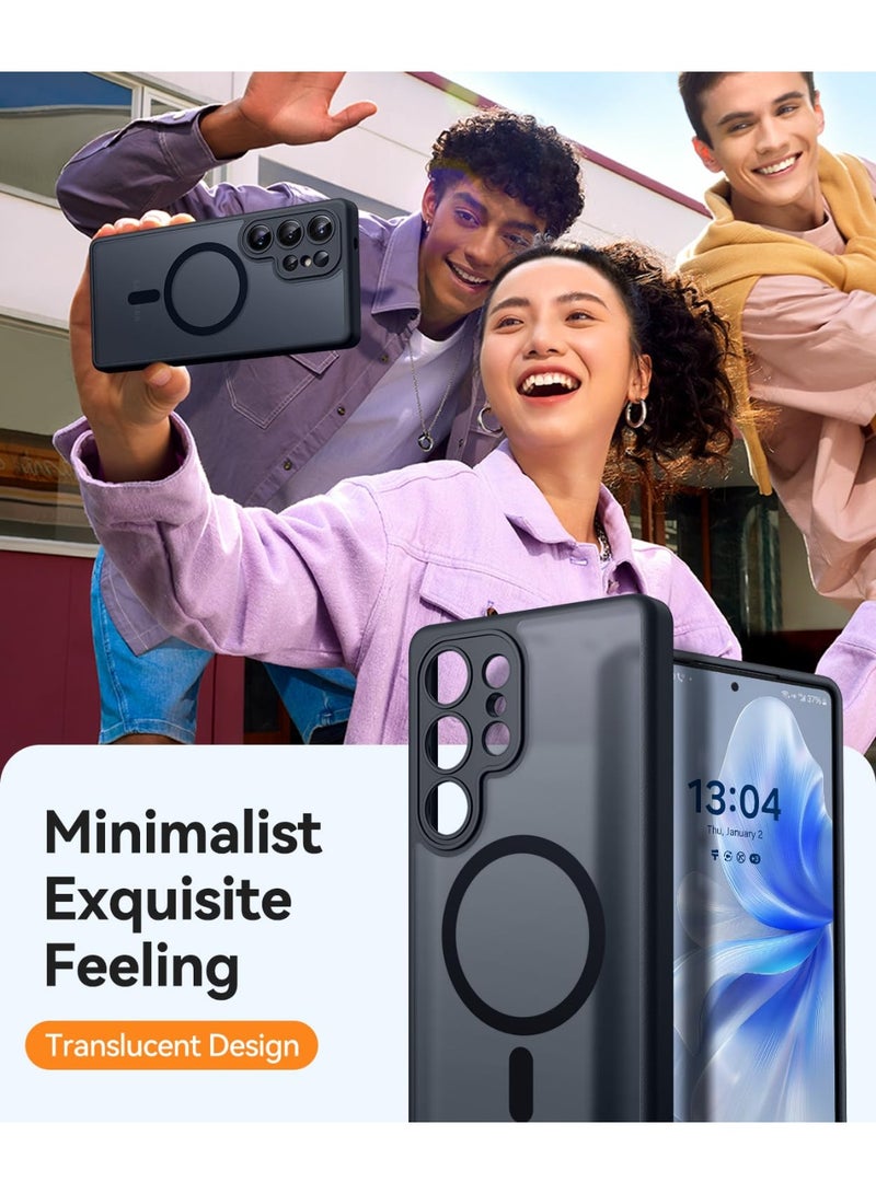 شيك فايب جراب مصمم لهاتف Samsung Galaxy S25 Ultra (2025)، حماية كاملة للكاميرا، متوافق مع Magsafe، غطاء واقٍ خلفي شفاف غير لامع، جراب هاتف رفيع رفيع لحماية كاملة لهاتف Galaxy S25 Ultra، أسود - Image 4