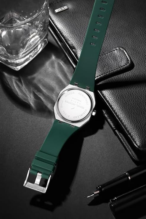 Daniel Hechter Paris Monceau Collection Analoge Watch for Men with Textured Octagone Dial and Silicon Strap-DHM1008 (Green) - Image 5