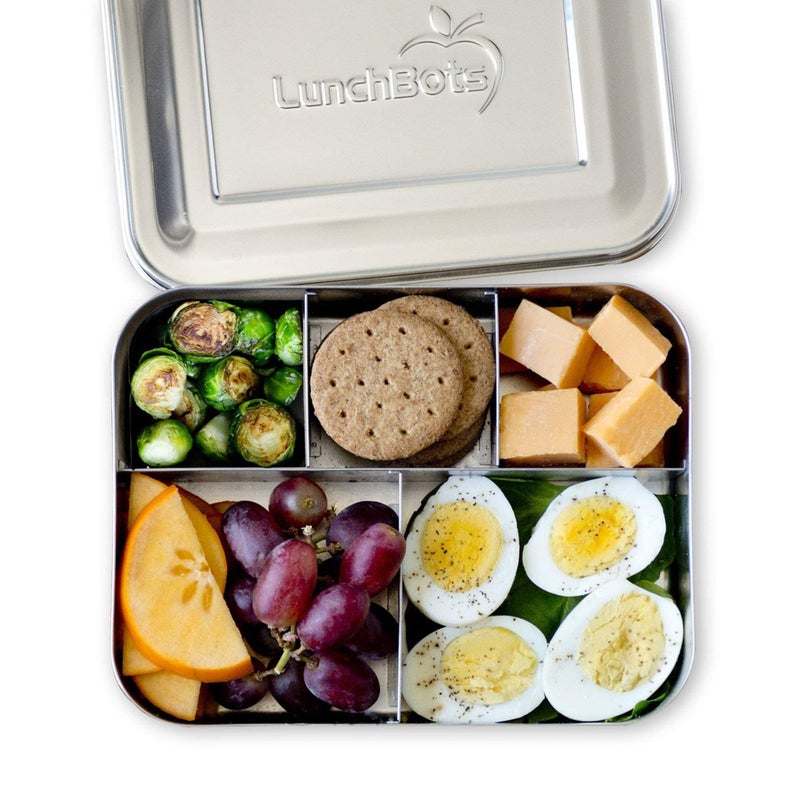 LunchBots Large Cinco Stainless Steel Lunch Container - Five Section Design Holds a Variety of Foods - Metal Bento Box - Dishwasher Safe - Stainless Lid - Stainless Steel - Image 4
