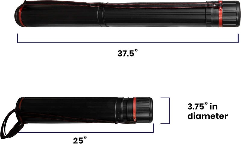 Pacific Arc Expandable Poster Storage Mailing Tube, for Blueprint, Artwork, Plans, Drafting - Hard Plastic Black 25 Inches to 37.5 inches with 3.75 Inch Opening - Image 2