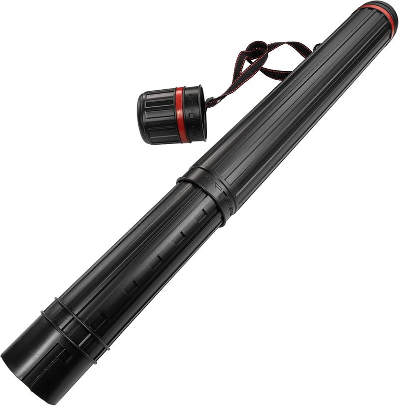 Pacific Arc Expandable Poster Storage Mailing Tube, for Blueprint, Artwork, Plans, Drafting - Hard Plastic Black 25 Inches to 37.5 inches with 3.75 Inch Opening - Image 1