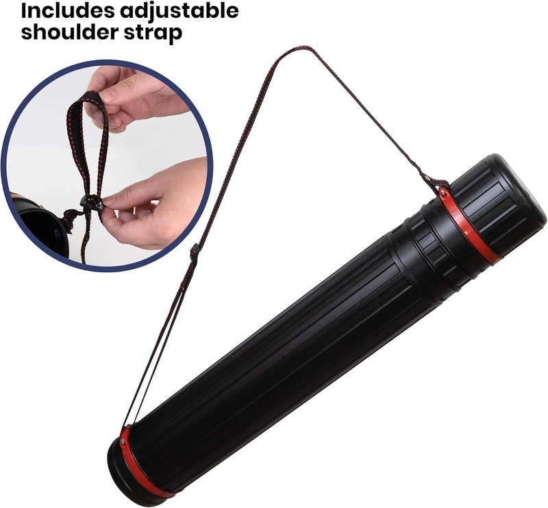 Pacific Arc Expandable Poster Storage Mailing Tube, for Blueprint, Artwork, Plans, Drafting - Hard Plastic Black 25 Inches to 37.5 inches with 3.75 Inch Opening - Image 5