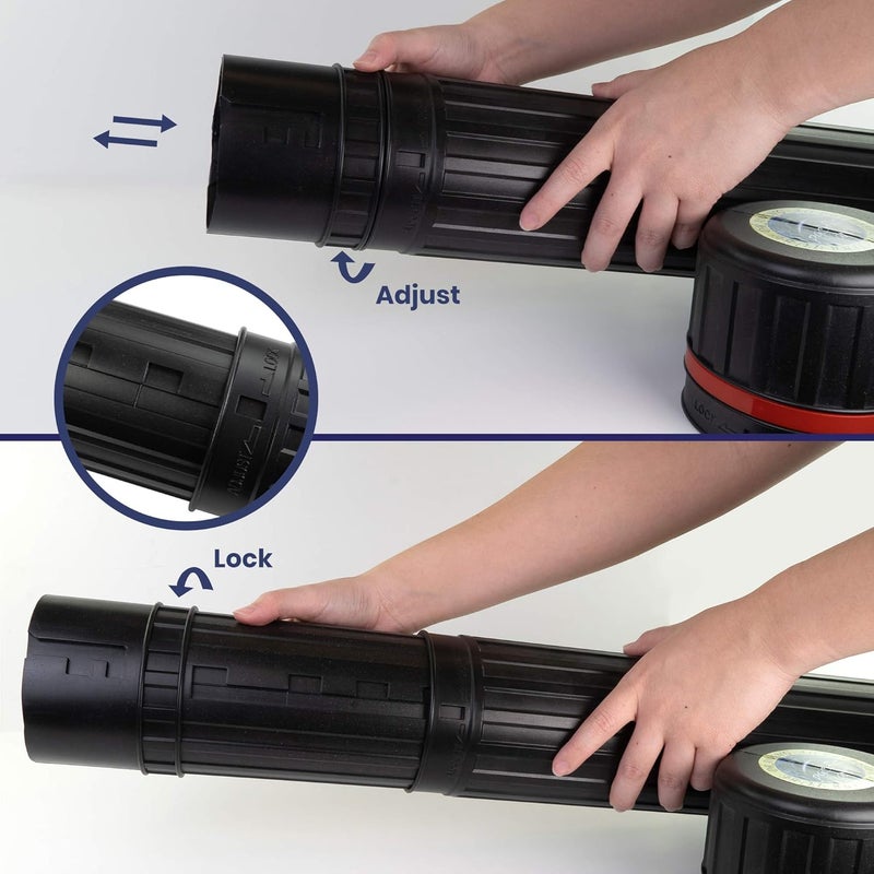 Pacific Arc Expandable Poster Storage Mailing Tube, for Blueprint, Artwork, Plans, Drafting - Hard Plastic Black 25 Inches to 37.5 inches with 3.75 Inch Opening - Image 4