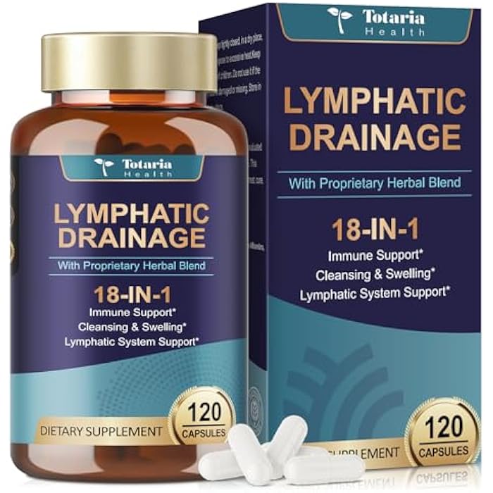Totaria Lymphatic Drainage - Reduce Lymph Swelling with Echinacea, Dandelion, Burdock, Bromelain, Vitamin C, Zinc, Selenium, Proprietary Herbal Blend, Lymph MD System Support, 120 Counts - Image 1