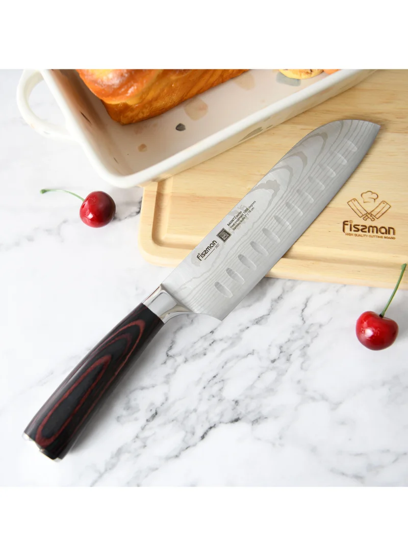 Fissman 7'' Santoku Knife Japanese Utility Knife, German Alloy X50CrMoV15 Stainless Steel Ragnitz Series