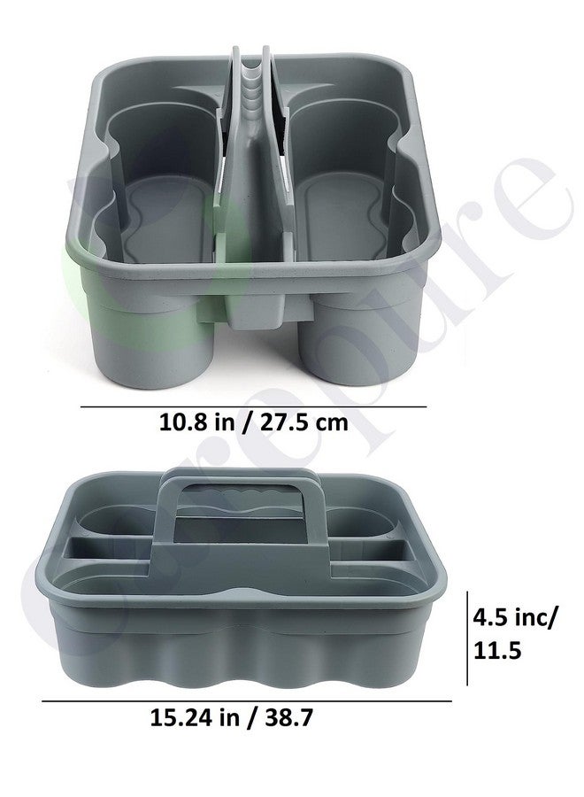 Carepure 2-Compartment Industrial Caddy Bucket | Bathroom Organizer Basket, Tool Organizer for Cleaning Bathroom & Windows - Grey - Image 2